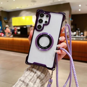 適用三星S25ultra手機殼s24+磁吸充電s23FE斜挎plus肩帶s22U掛脖A35防摔a55軟透明a14保護殼A13帶掛繩A16/A15