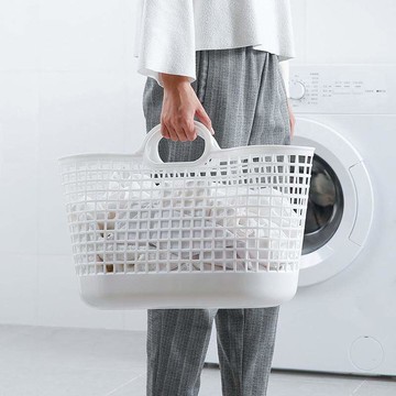 日製北歐便攜手提洗衣收納籃 深灰