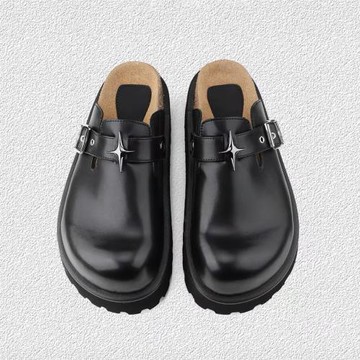 新款2025外穿博肯鞋厚底增高包頭拖鞋休閑真皮半拖涼拖女鞋