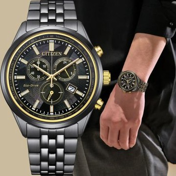 CITIZEN 星辰 LIGHT in BLACK 闇影之光 光動能50週年限量 三眼計時手錶 周年慶獻禮 送禮首選 AT2576-68E
