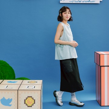 【Dailo】貓耳工裝口袋長裙 黑 (魅力商品)