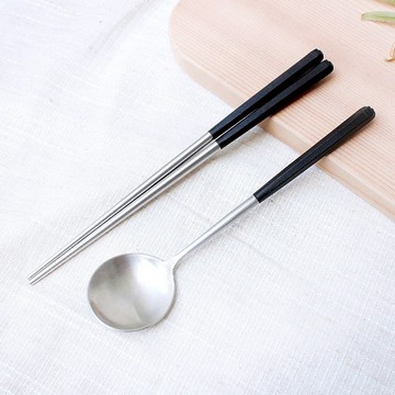 創意六角好筷匙餐具組2組入-沉黑