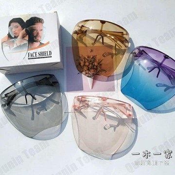 防油面罩 全臉高清透明防霧防油防飛濺彩色面具疫情隔離面罩