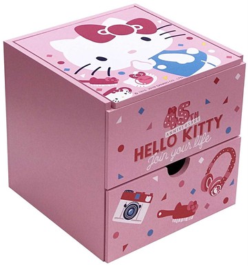 HelloKitty 45週年單抽掀開架，置物櫃/收納櫃/收納盒/抽屜收納盒/木製櫃/木製收納櫃/收納箱/桌上收納盒，X射線【C992800】