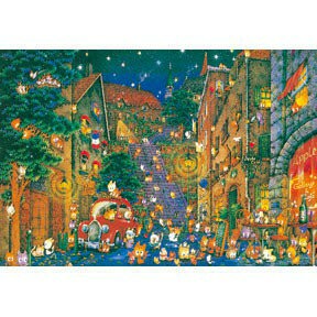 HM - 畫作系列-精靈貓の夜生活 1000片夜光拼圖 HM1000-043