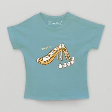 Kid-麻糬兔溜滑梯小孩T-shirt (莫蘭綠)
