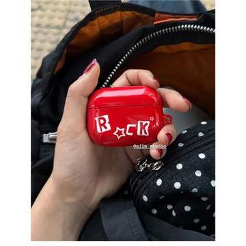 韓系ins風時髦高級感小眾英文字母星星設計適用airpods4/1/2代蘋果無線藍牙耳機pro2菲林保護殼硬殼保護套