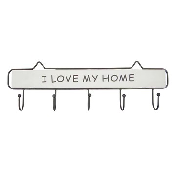 木頭+鐵藝衣帽架  五鈎  白色  1個  39 x 12cm