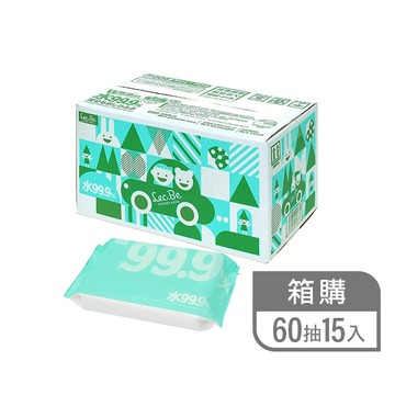 【廠商直送】(箱購)LEC純水99.9%濕巾60抽15入-可沖