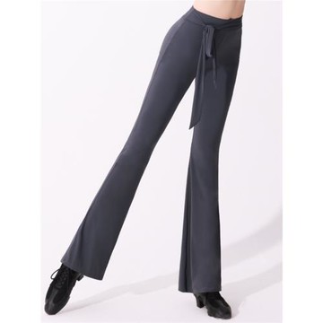 康尼舞蹈褲練功服修身微喇叭形體長褲女生拉丁跳舞瑜伽黑色中高腰