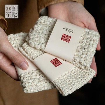 器想茶談純手工刺子繡棉麻茶巾布吸水高檔茶桌臺抹布小號喝茶專用