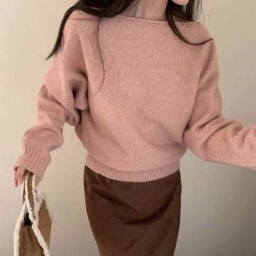 正韓女上衣 船領長袖針織衫CPC1077-創翊韓都