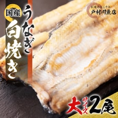 戸村川魚店の国産うなぎ 白焼き大サイズ 2尾 セット