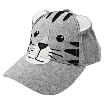 Flapjackkids 3D造型防曬透氣棒球帽 UPF50+高防曬 100%純棉 超輕量透氣 4-6歲  老虎 灰色  L(頭圍54~56cm)