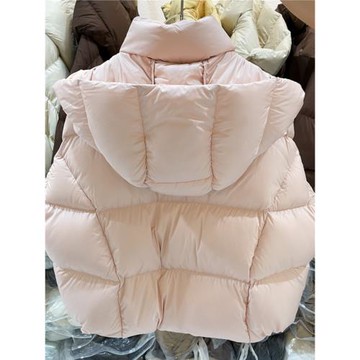 2025新款鵝絨服羽絨服連帽短款冬歐洲站泡芙云朵羽絨面包服外套女