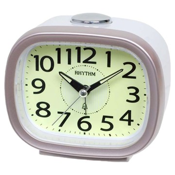 RHYTHM 日本麗聲時計 靜音掃秒簡約鬧鐘  櫻花粉