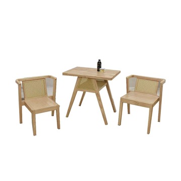 和風仿藤編實木桌椅組(全組)