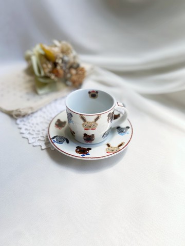 【好日戀物】台灣生活工場早期可愛毛茸茸動物陶瓷咖啡杯組