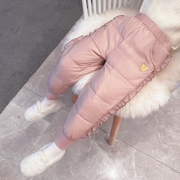幼兒園女寶寶加厚羽絨棉褲秋冬季小女孩一條過冬外穿加絨冬款褲子