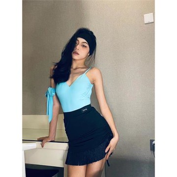 Wendy Dance 上衣吊帶露背體操服拉丁舞服成年女帶內衣流蘇半裙