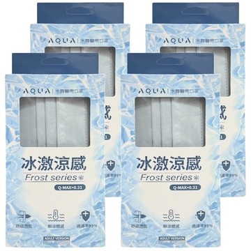 AQUA MASK 水舞生醫 涼感平面口罩  冰川藍  4套  10片