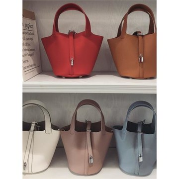 手拎包女小包手提包2024新款夏歐美時尚菜籃子包荔枝紋簡約水桶包