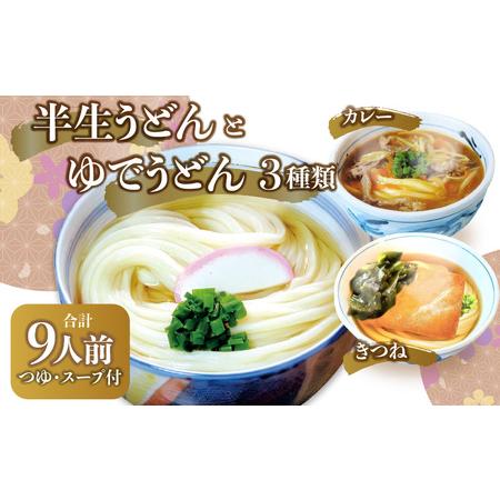 ふるさと納税 うどん 半生うどん 讃岐うどん さぬきうどん ゆでうどん(カレー・かけ・きつね)各3人前と　半生うどん9人前濃縮つゆ付き　詰合せ【.. 香川県高松市