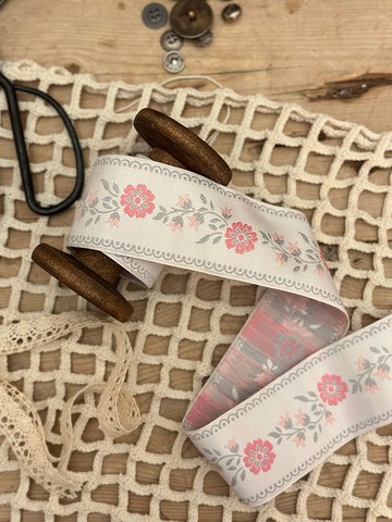 30859-法國古董實木線軸含古董繡花蕾絲 長100x寬5cm