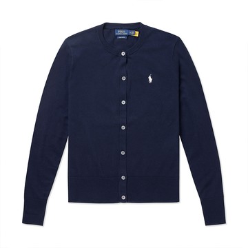 Polo Ralph Lauren RL 熱銷刺繡小馬開襟針織外套(女)-深藍色