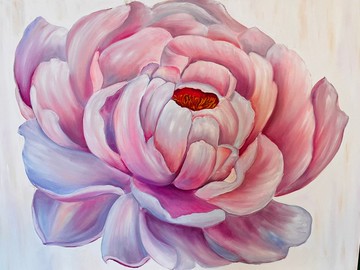 牡丹。現代畫布油畫