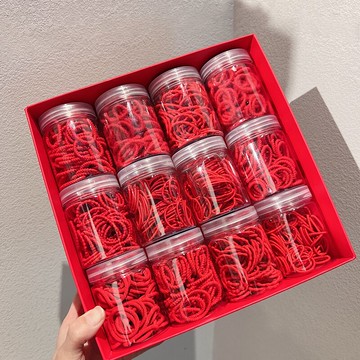 兒童編發基礎皮筋寶寶新年大紅色彈力發圈盤發頭繩不傷發橡皮筋