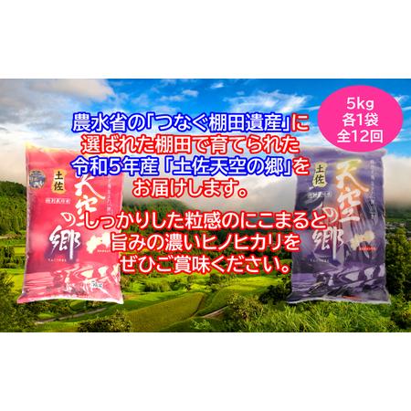 ふるさと納税 ★令和5年産★農林水産省の「つなぐ棚田遺産」に選ばれた棚田で育てられた 棚田米 土佐天空の郷 5kg食べくらべセット定期便 毎月お.. 高知県本山町