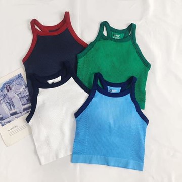 一體式胸墊撞色款運動內衣女防震聚攏專業訓練健身瑜伽背心文胸