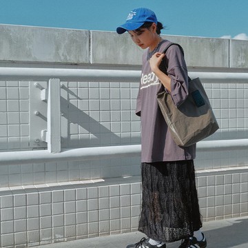 Miyansol韓國皺皺托特包-水泥蛋糕 中性灰色風格 輕盈防潑水