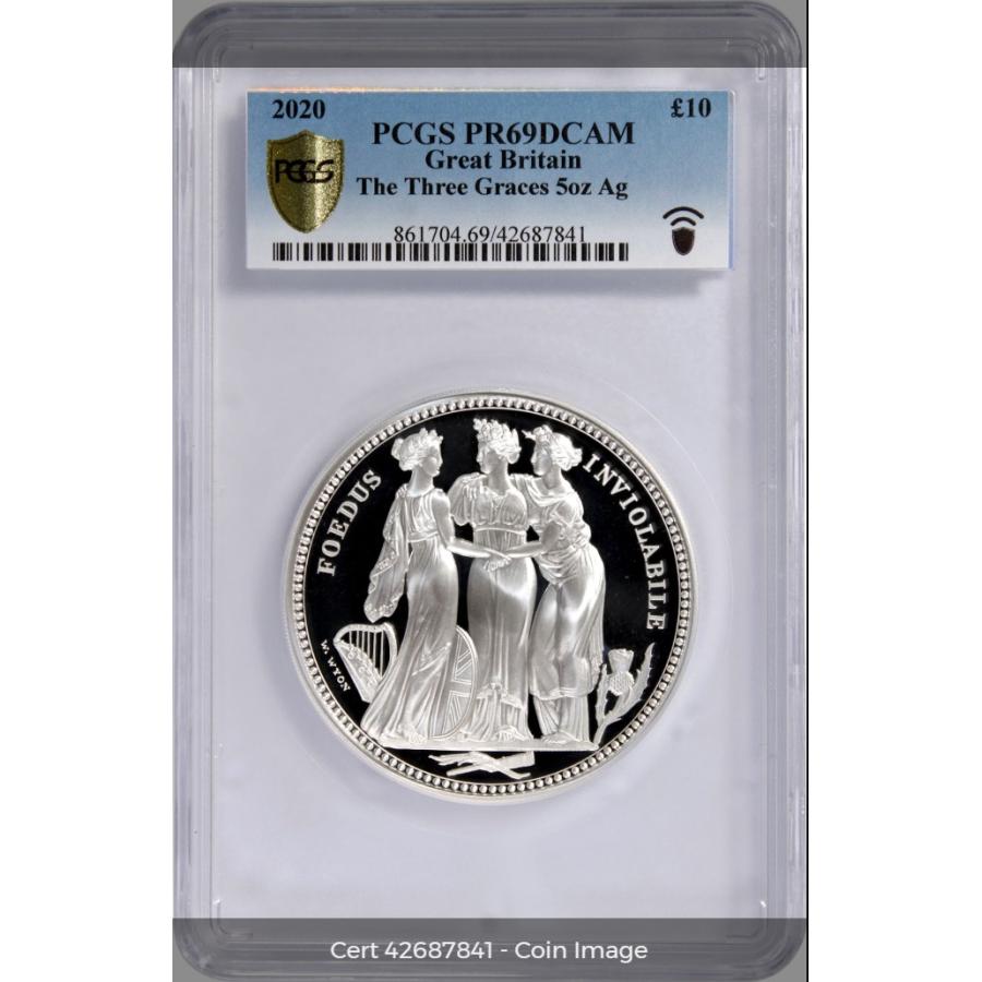 27 2020年 Three Graces oz Britain silver イギリス 銀貨 PCGS PR69 DCAM スリーグレイセス ５オンス