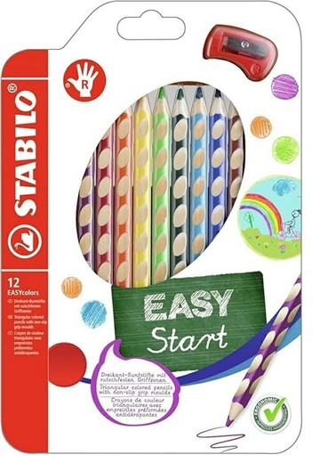 STABILO EASYcolors 右手專用的力學設計色鉛筆(12色) 左右手【APP滿額下單10%點數(單一帳號最高5000點)】1/31止