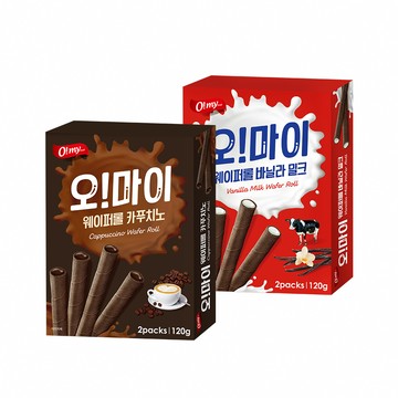 【歐邁福】捲心酥120g-香草牛奶/卡布奇諾 5盒入