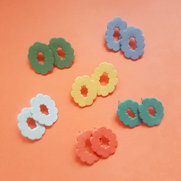 麥克耳圈圈系列 - 圓圈 素面 可愛 貼耳 耳環 (可改 耳針 耳夾 )