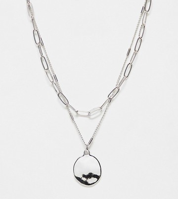 Faded Future pack of 2 disc and chain necklace in silver