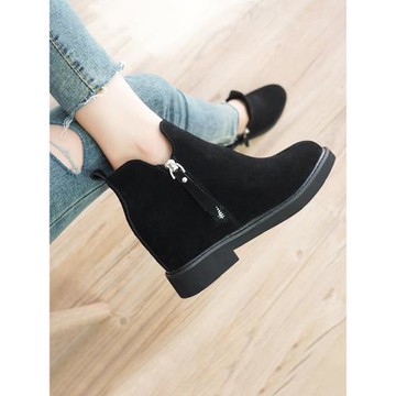 內增高馬丁靴女鞋小個子2024冬季新款百搭真皮磨砂切爾西短靴加絨