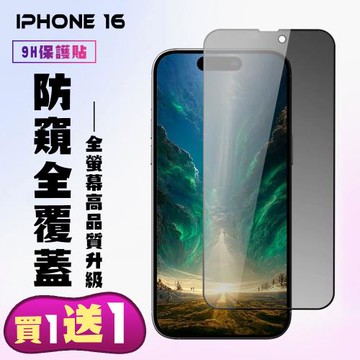 買一送一 IPhone 16 鋼化膜滿版黑框防窺手機保護膜