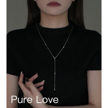 Pure Love樂芙 / 正韓 銀飾【S925純銀】N0808簡約通體純銀項鍊鏤空小豬鼻多種配戴長項鏈 / 銀