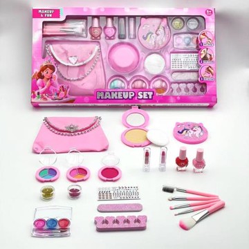 跨境熱銷兒童化妝品套裝手鏈包化妝品套裝女孩美甲粉餅腮紅口紅