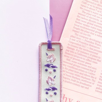 Unicorn KUZA 獨角獸酷札_刺繡書籤-寶寶粉