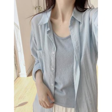 大碼法式薄款長袖防曬襯衫女夏季新款高級感襯衣胖MM寬松顯瘦上衣