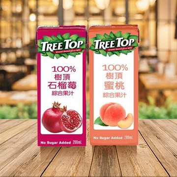 【限購6】Tree Top 樹頂 100% 石榴莓／蜜桃 綜合果汁(利樂包)200ml 款式可選【小三美日】 DS014291