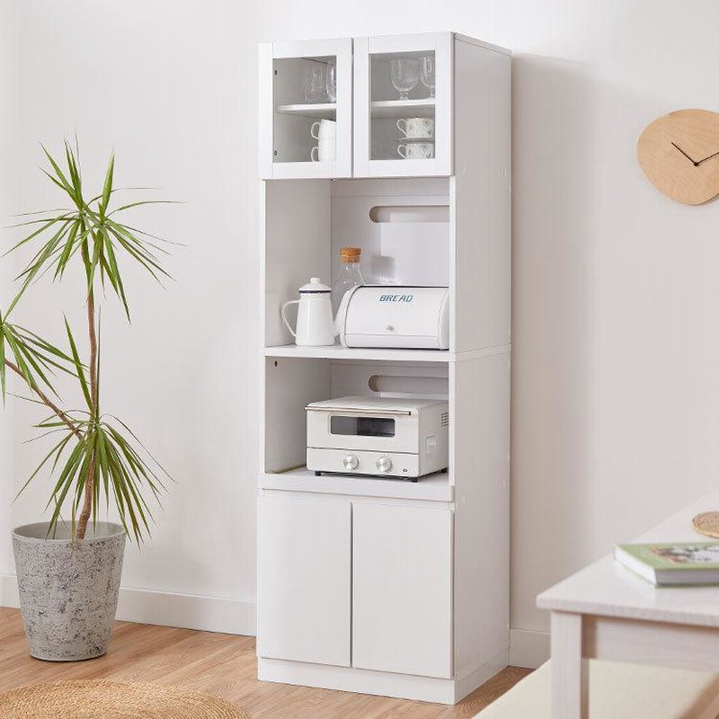 食器棚 おしゃれ コンセント付 キッチン収納 幅約60cm レンジ台