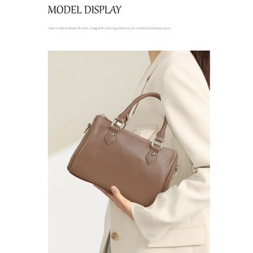 【Sp house】復古波士頓單肩斜背側間立體包(卡其色)