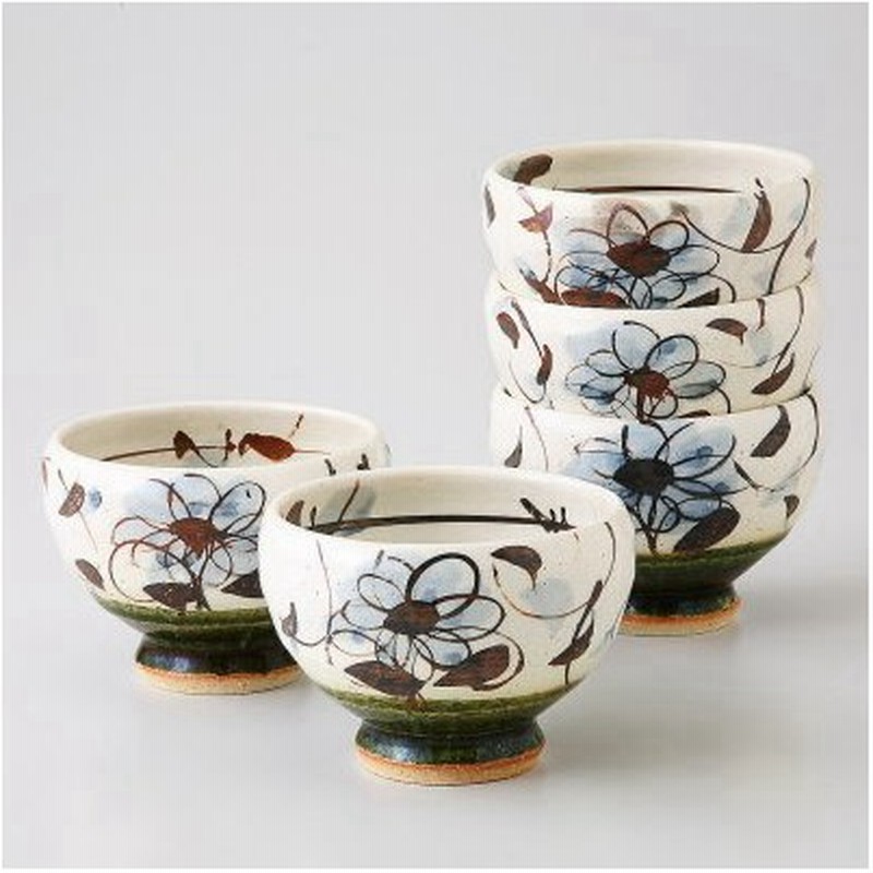 煎茶碗 セット 手造り織部唐草花煎茶碗揃 5客セット 美濃焼き 日本製 手描き 和食器 碗 湯呑み 茶碗 5客組 和風 高級感 陶器 通販 Lineポイント最大0 5 Get Lineショッピング