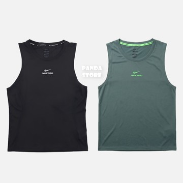 胖達 ) NIKE  PRO DRI-FIT 無袖 運動 排汗 背心 IF2806-010 黑 382 綠